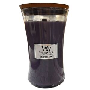 WoodWick Amethyst & Amber Large Hourglass Jar Candle‎ Wooden Wick 21.5oz NEW